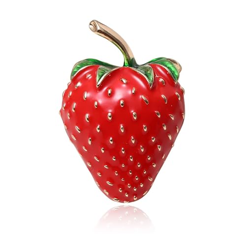 Image of coadipress Cute Strawberry Enamel Brooch Pins for Women Red Strawberry Dripping Oil Fruit Brooches Fashion Elegant Fruit Lapel Pin Badge Jewelry Gift