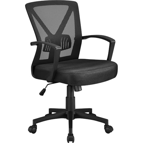 Yaheetech Silla Oficina Estudio Escritorio Silla de Trabajo Soporte Lumbar Regulable Silla para Despacho