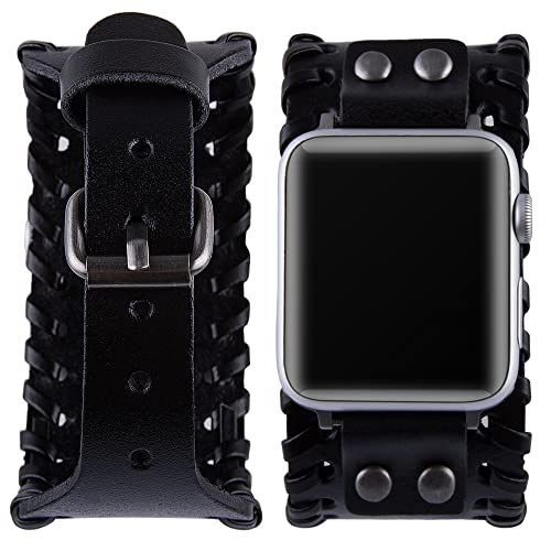 VIIVY VIYIV Designer Luxury Watch Band Compatible with Apple Watch Band 45mm 44mm 42mm for Men Women, Dressy Leather Vintage Replacement Strap Classic Bands for iWatch SE Apple Series 7654321