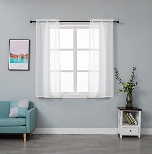 Tournesol Paire de rideaux en voile semi-transparents effet lin pour salon, chambre, balcon, fenêtre et intérieur, 2 panneaux avec poche (blanc, 70 x 150 cm)