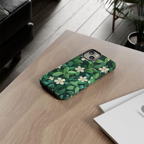 Coque rigide brillante iPhone 14 aux finitions soignées style floral chic