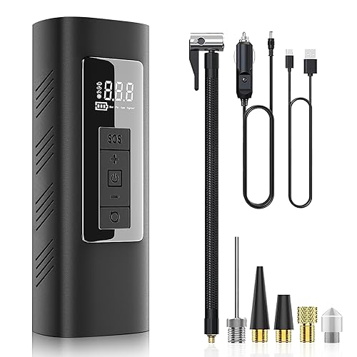 avasee 空気入れ 電動エアポンプ コードレス 充電式 6000mAh 強力モーター 最大圧力150PSI 車載給電二式 20000r/min 電動エアーポンプ 自動車/自転車/ボール/浮き輪/バイク対応 エアコンプレッサー 英式/米式バルブ対応 SOS/LED懐中ライト 付き夜用 収納袋