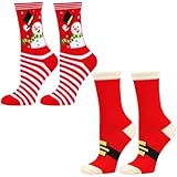 [Simamile] ソックス クリスマス柄 ソフト 冬用 コットン クルーソックス 面白い ギフト レディース メンズ 2足組