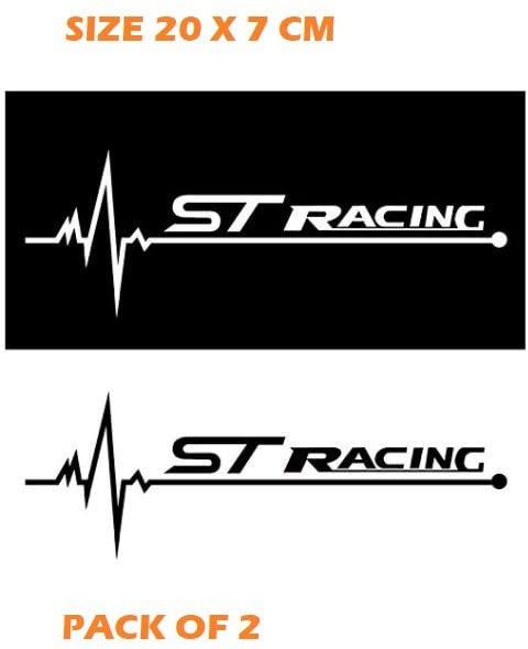 A772 ST Racing ECG LINE CAR Sticker Size 20 X 7 CM White (Pack of 2)