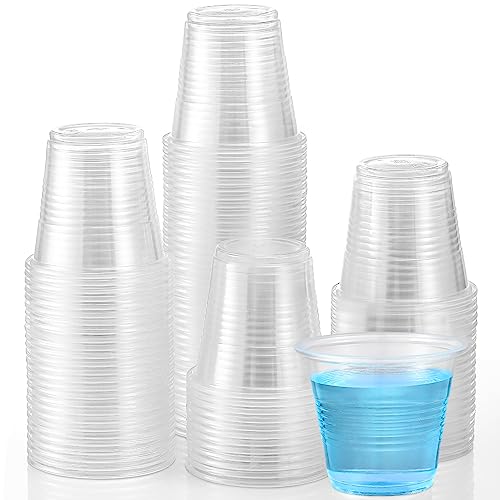 AOZITA 160 Pack 3 oz Clear Plastic Mouthwash Cups - Small Disposable Bathroom Cups for Rinse, Bath, Shot, Drinking, and Washing