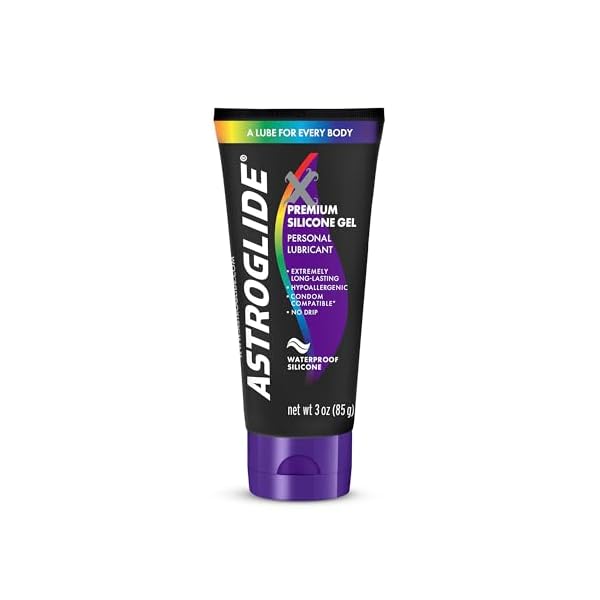 Astroglide Silicone Lube (3oz), X Premium Gel Personal Lubricant for Vaginal and Anal Sex, No Drip Stay-Put, Long-Lasting for Men, Women and Couples, Waterproof for Water Play