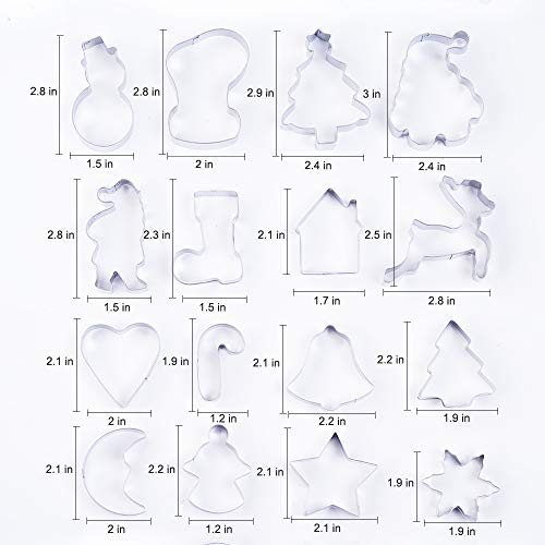 image for TDHDIKE Christmas Cookie Cutters (16 Piece)，Stainless Steel Baking S