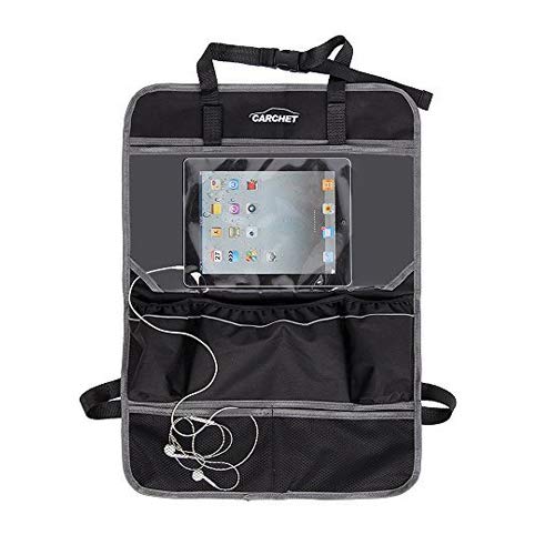 CARCHET Car Seat Back Organizer - Kick Mat Auto Seat Back Protector with Tablet Holder Multi-Pocket Travel Storage Bag for Baby Travel Accessories, Car SUV Vehicles Kids Toy Storage