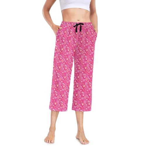 Pantalon large fluide en tissu doux au motif rétro chic pour un confort absolu