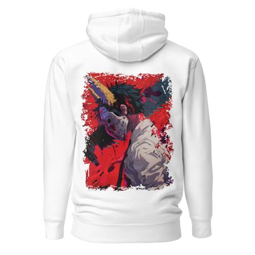 Sweat à capuche Kon blanc unisexe M aux finitions et graphismes soignés