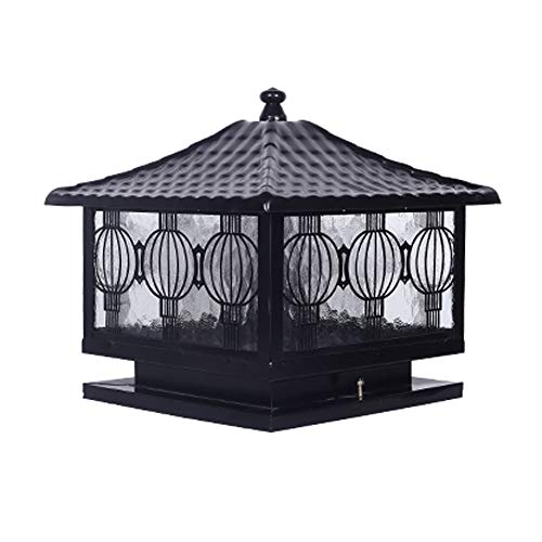 Lanterne pilier extérieure carrée en aluminium E27 de 30cm pour éclairage de jardin