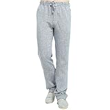 Najia Symbol Pantalón Hombre 100% Lino Suelto y Ligero con Cintura Elástica y Cordón, Estilo Natural (L, Gris)