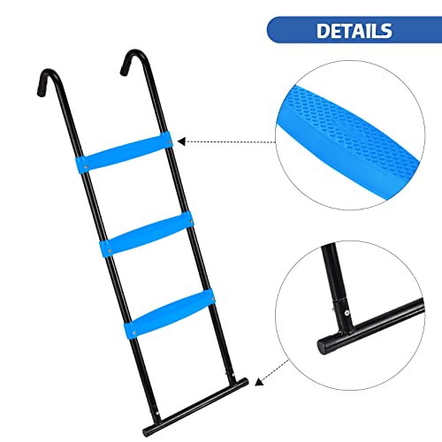 Gardenature Universal Safe Trampoline Ladder- -3 Steps Wide-Trampoline Accessories-Blue - Thumbnail 3