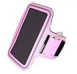 Armband Case Cover for Gym Sport Running Workout Sweat-Resistant for iPhone6 Plus, 6S Plus, Samsung Galaxy S5, S6, Note 4, Note 5, and Similar Sized Mobile Phone by CyberTech (Pink)