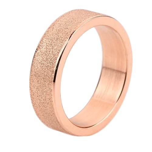 Beydodo Anillos de acero inoxidable para hombre y mujer, unisex, 6 mm, mate, personalizados, oro rosa, talla 52-60, 54 (17.2), Metal no precioso, Sin piedra preciosa