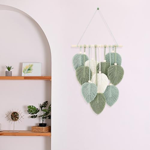 FREEBLOSS DIY Macrame Leaf Wall Hanging Beginners Macrame Kit Leaf Woven Tapestry Feather Wall Hanging DIY Macrame Kit for Adults Birthday Gift - Image 5