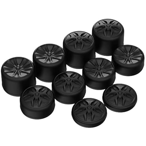 PlayVital Black Ergonomic Analog Joystick Caps for Xbox Series X/S, Xbox One, Xbox One X/S for PS5 for PS4, Switch Pro Controller - with 3 Height Convex and Concave - Pentagram & Rotary Wheels Design