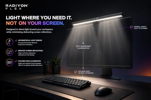 Image of Monitor Light Bar, 19-Inch USB Powered 5W LED Computer Screen Lamp, Smart Touch, 3 Color Modes, Stepless Dimming, 60-Min Timer, No Glare Desk Lamp for Office, Study & Work
