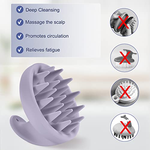 Aonco Scalp Massager Shampoo Brush, Hair Scrubber With Soft Silicone Bristles,Scalp Scrubber/Exfoliator For Dandruff Removal,Wet Dry Scalp Brush For Hair Growth & Scalp Care（Purple） #TOP1