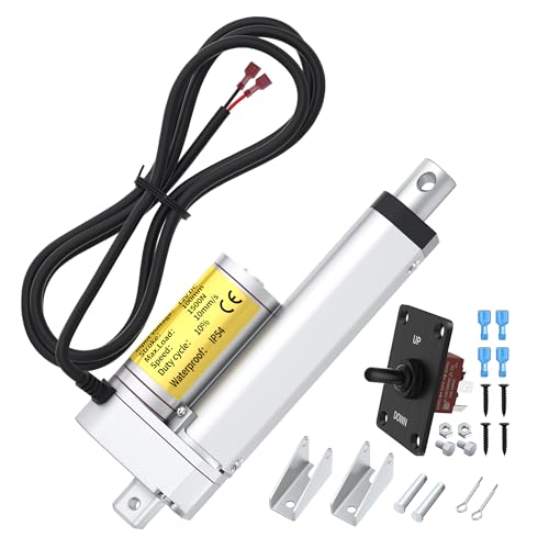 RVMARINEPAT 12V Linear Motion Actuator 330lb (1500N) Heavy Duty, 4 Inch Stroke, High Speed 10mm/s Fast Electric Actuator 12V with Mounting Brackets & Controller for Cars RVs