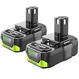 Nicetoro 2packs 18V 3.0Ah Battery Replacement for Ryobi 18V Battery P103 P104 Compatible with Ryobi 18V Cordless Power Tools PCL525B PCL515B