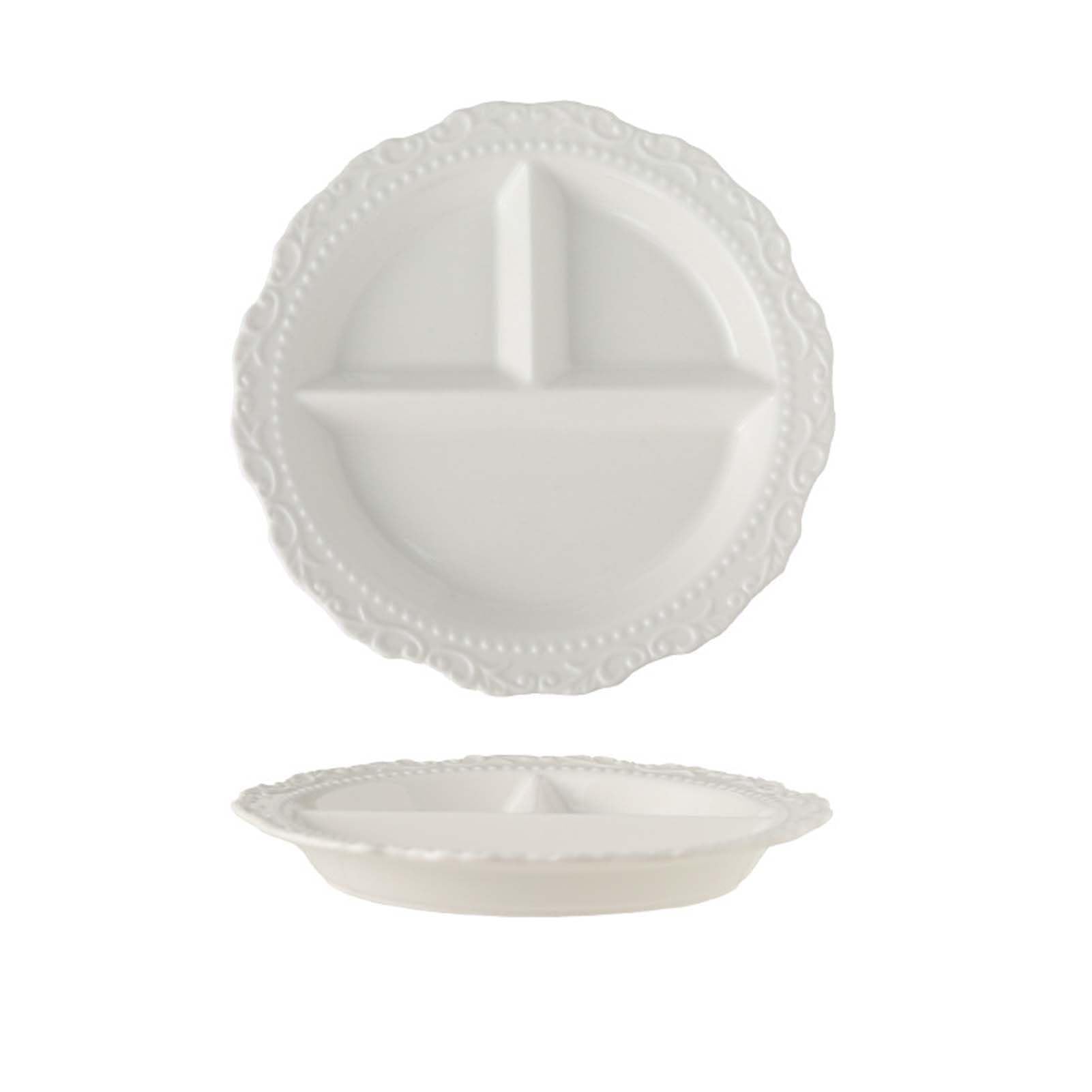 Piatto Compartimentato in Ceramica, Piatto Diviso per Alimenti, Piatto Servizio Tavola, Vassoio Snack con Sezioni Separate, Forma Moderna, Perfetto per Contorni, Antipasti E Dolci