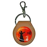 [HERBE] 弓道 弓 牛革 コインキーリング コインキーホルダー 小銭入れ 500円硬貨 ギター ピックケース コイン型 電子マネー Edy Quicpay キャメル