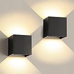 ZHMA Wall Lights 3000K Warm White Light Modern LED Outside Lights 2pack,12W Metal Cover IP65 Waterproof Adjustable Beam Aluminum Black Outdoor Lights for Side Door,Living Room,Bedroom,Garage