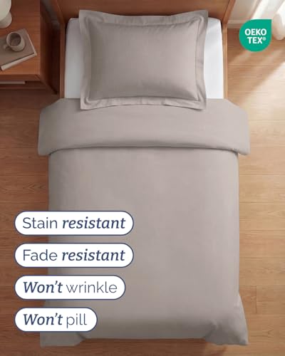 Image of Duvet Cover Twin /Twin XL Size Set - Extra Soft Twin /Twin XL Duvet Cover 68 inch x 90 inch with 1 Pillow Sham for Women, Men, Kids & Teens - Comfy, Easy-Care & Fade Free w / Zipper Closures & Ties (Light Grey)