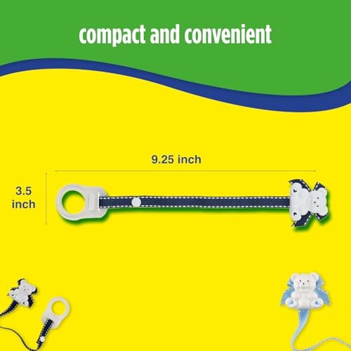 Baby Buddy Pacifier Clip Holder, Newborn Essential with Universal Fit for all Binky and Teether Brands, Ages 4+ Months, Navy & White, 1 Pack - Thumbnail 5