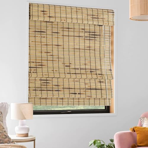 Bamboo Roman Window Blinds Sun Shades, 72W x 72H, Light Filtering Roller Shades,Any Size 24-72 Wide and 72 High