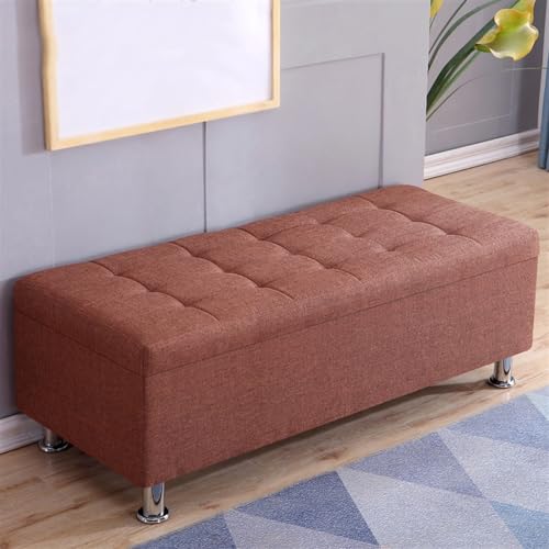 Taburete rectangular para sofá marron claro de 40cm con almacenamiento 4