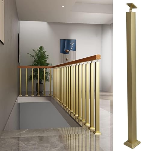 Paquete de 2 barandillas de pilar de cristal dorado de 95 cm para terraza y escalera, incluye kit de tornillos, diseño elegante para uso en exteriores e interiores y solución de seguridad elegante