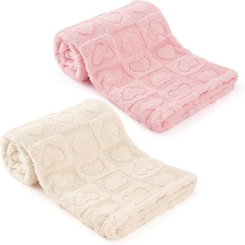 Plush Soft with Heart Checkered Baby Blanket Pink and White Cover