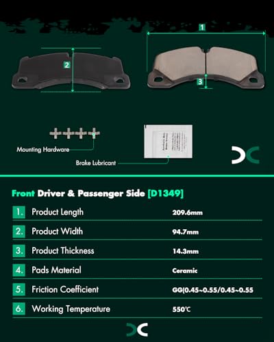 Image of SCITOO D1349 D1453 Front Ceramic Rear Metal Brake Pad Sets 2011-2016 For Porsche For Cayenne,2011-2017 For Volkswagen For Tiguan