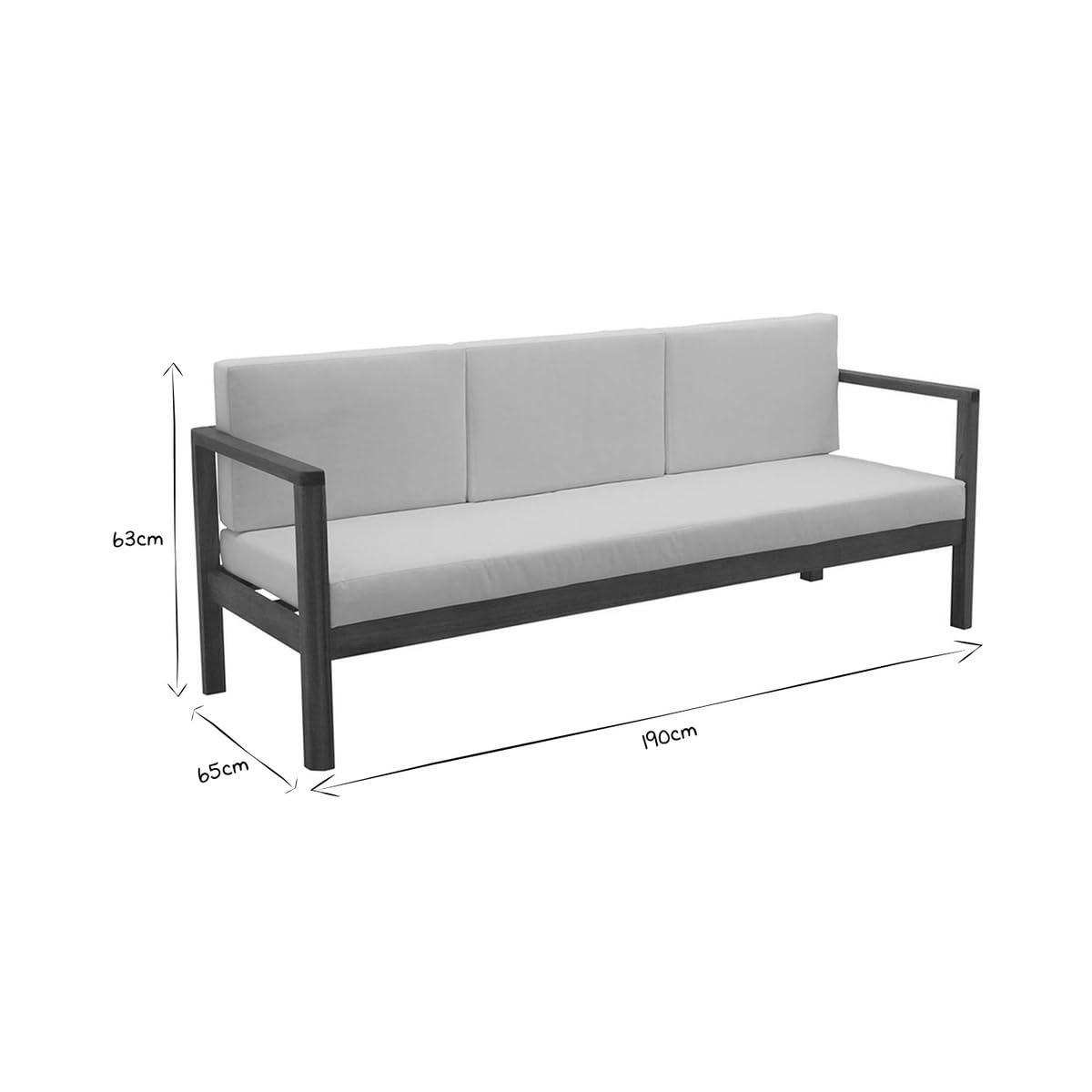Miliboo Canapé de Jardin 3 Places en Bois Massif et Coussins déhoussables Taupe L190 cm AKIS