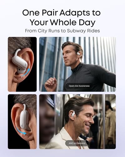 Image of Soundcore AeroFit 2 Pro by Anker, Open-Ear and Active Noise Cancellation Modes, Hi-Res Open Ear Headphones for Commute,Office,Fitness, LDAC, 4-Mic AI Clear Calls, 34H, IP55, Wireless Bluetooth Earbuds