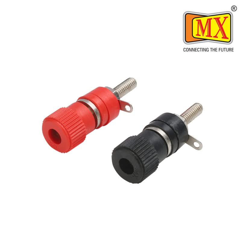 Image of MX4 MM Banana Plug with Binding Post Terminal - 10 pcs (5 Red & 5 Black) 4 mm Gold‑Plated Connectors for Multiple Speaker & Amplifier Hookups