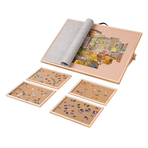 Lavievert Adjustable Jigsaw Puzzle Board with 4 Sorting Trays & Cover, 6-Tilting-Angle Puzzle Easel with PU Handle for Adults, Portable Wooden Puzzle Table with Non-Slip Surface for Up to 1500 Pieces