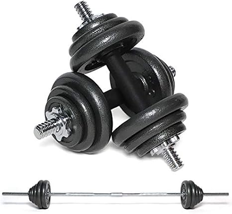 Weight Dumbbell Barbell Fitness Set 50kg Cast Iron Spinlock Gym Weights