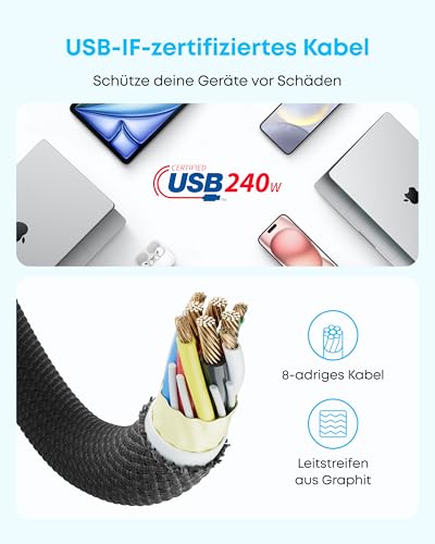 Image of Anker 240 W USB C to USB C Cable PD 3.1 [Pack of 2] 1.8 m