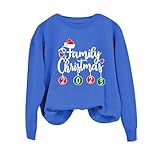 Sudaderas navideñas de Invierno para Mujer, Estampadas, de Manga Larga, con Cuello, Informales, Sueltas, suéteres Sudaderas Mujer con Capucha Rosa Mono Ski Mujer (Blue, XXL)
