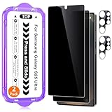 Ksleri 2 Pack for Samsung Galaxy S25 Ultra [6.9 Inch] Privacy Screen Protector + 2 Pack Camera Lens Protector with Easy Installation Kit, Anti-Spy Tempered Glass, Fingerprint Unlock, 9H Hardness