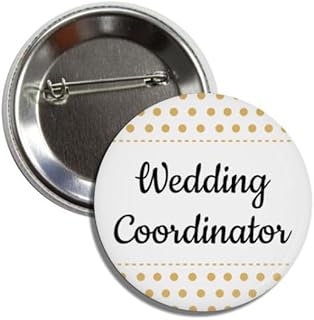 Wedding Coordinator Button Pin Badge, 2.25 Inch Round, White and Gold Event Planner Badge