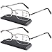 Premium 2 PACK Durable Progressive Multifocus Reading Glasses for Men Blue Light Blocking Computer Reader Anti Eyestrain Metal Frame Spring Hinges (for Mid-Near Range approx 3ft) 2.0 Gunmetal