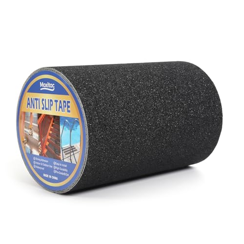 Image of 8 inch x 30Ft Heavy Duty Anti Slip Tape, 80 Grit Grip Tape & Skateboard Grip Tape, All Weather Abrasive Friction for Stairs, Skateboards, Indoor Outdoor, Garage Ramps, Home & Business - Black