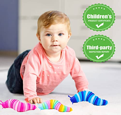 Fidget Toys Slug ,Sensory Slug Toy Fidget Pack For Adults And Kids ,6Pcs Autism Sensory Toys,Toddler Toys,Office Toy,Exercise Wrist & Stress Relief,Adhd Toys(5.8 Inch) #TOP2
