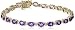 18k Yellow Gold Plated Sterling Silver Genuine African Amethyst Oval Cut 5x4mm and Diamond Accent Tennis Bracelet, 7.25"