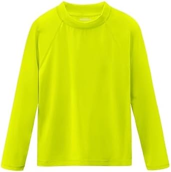 Boys Swim Shirts Long Sleeve Rash Guard Sun Protection UV SPF T Shirts Rashguard Swimwear Fishing Water Beach Shirts Lightweight for Little Kids Neon Yellow Size 6