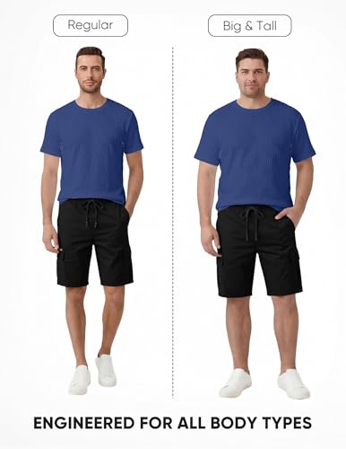 Image of JMIERR Mens T-Shirt Casual Stretch Solid Crewneck Short Sleeve Tees Textured Shirts